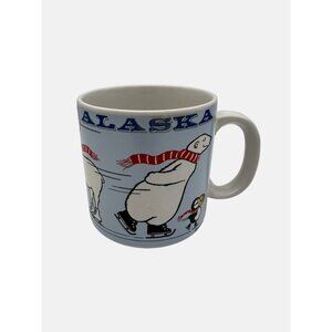 Vintage Alaska Skating Animals Mug 1988 Ceramic Coffee Tea Cup By ACE 3.5"